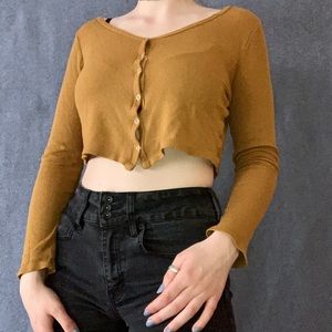 Goldenrod Button up Cropped Cardigan